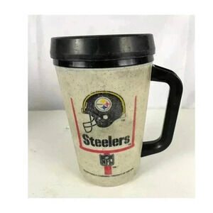 VTG Steelers Sports Travel Mug with Handle Aladdin 7-11 Collectible 7" Tall Rare